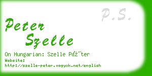 peter szelle business card